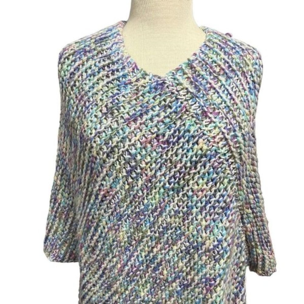 Handmade Crocheted Knit Sweater Cape Poncho Pastel Colors
